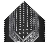 HOMIKLSA Bandane da uomo e da donna, confezione da 12 fazzoletti da collo Paisley stile cowboy per moda e accessori, bandana nera, Nero , 22