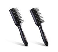 Homiladi - Spazzola rotonda per capelli ricci, 2 pezzi, nera, piccola spazzola rotonda da donna per capelli ricci, bagnati e spessi, spazzole districanti delicate per asciugare i capelli