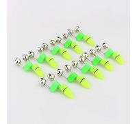 Hominas Accessorio per la Pesca Notturna Luce a LED Punta per Asta Anello per Pesci Morso Campane Doppie Resistente all'Acqua Verde Argento Confezione 10