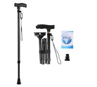 Hominas Bastone Pieghevole da Passeggio con Luce a LED Telescopico Bastoncini Regolabile in 5 Livelli di Altezza Ausilio per Anziani Disabili