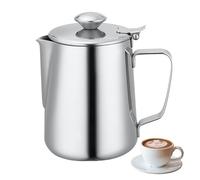 Hominas Bricchi Lattiera, 350 ml Brocca per Latte in Acciaio Inox, Bricco Caffè Tazza da Caffè da Latte Lattiera schiuma con Coperchio per Preparare Cappuccino, Latte e Espresso