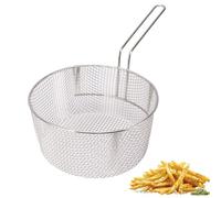 Hominas Cestello per Friggere in Pentola, Pentola Cestello in Rete Rotondo Acciaio Inox Frittura con Manico per Padella Patatine Fritte, 23 Cm