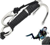 Hominas Gancio di scogliera per immersioni in acciaio inox doppio gancio per immersioni subacquee Scuba Diving Reef Gancio con guinzaglio da 1,2 m Scuba Safety Accessori per immersioni grotte e