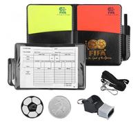 Homirty Kit Arbitro Calcio, Cartellini Arbitro Calcio Kit con Cartellini Rosso e Giallo, Fischietto con Cordino, Segnapunti per Allenatori, Gettone di Voto, per Gioco Calcio Scuola Sport