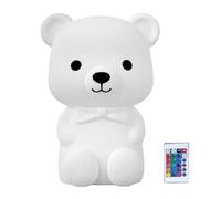 Homirty Lucina Notte Orso Ricaricabile,Lampada Notturna Bambini con Telecomando, 16 Colori & Luce Calda Regolabile,Luci Notturne Neonato con Timer,Morbida Lucina Animali in Silicone per Camera Bimbi