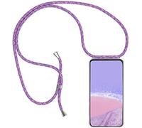HomiTunky Custodia per Cellulare Girocollo per ZTE Blade A73 4G Tracolla - Collana/Necklace Cordoncino, Practical Stylish Trasparente Silicone TPU Flessibile Antiurto Protettivo Cover, Viola