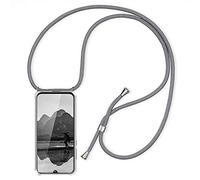 HomiTunky Custodia per Cellulare Girocollo per ZTE Blade A73 4G Tracolla - Collana/Necklace Cordoncino, Practical Stylish Trasparente Silicone TPU Flessibile Antiurto Protettivo Cover, Grigio