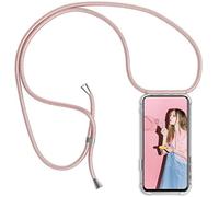 HomiTunky Custodia per Cellulare Girocollo per ZTE Blade A73 4G Tracolla - Collana/Necklace Cordoncino, Practical Stylish Trasparente Silicone TPU Flessibile Antiurto Protettivo Cover, Oro rosa