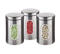 Homiu Tea Coffee and Sugar Window Canisters Set di 3 argento