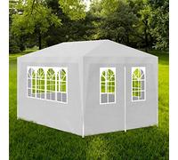HOMIUSE 3x4 m Bianca Tenda per Feste Tendone Per Esterno Impermeabile Gazebo Chiuso Cucinotto Da Campeggio Gazebo Campeggio Con Pannelli Laterali Utilizzato Per Varie Feste E Attività All'Aperto