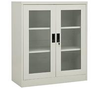homiuse Armadio per Ufficio 90x40x105 cm in Acciaio&Vetro Vetrina Soggiorno Vetrinetta Soggiorno Schedario Da Ufficio Armadio Ufficio Mobile Ufficio Armadietto Con Chiave Grigio Chiaro