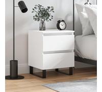 homiuse Comodino in Legno Arredamento D'interni Armadietto Portaoggetti per Camera da Letto Tavolino da Letto Design Minimalista Bianco 40x35x50 cm
