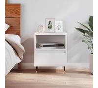 homiuse Comodino in Legno Tavolino da Letto Arredamento D'interni Armadietto Portaoggetti per Camera da Letto Design Minimalista Bianco 40x35x50 cm