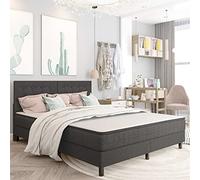 homiuse Giroletto Base del Letto Letto a Molle con Materasso Trapuntato Mobili per Camera da Letto Telaio del Letto Design Minimalista Grigio Scuro 201x160,5x116 cm