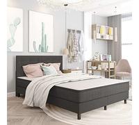 homiuse Giroletto Base del Letto Letto a Molle con Materasso Trapuntato Mobili per Camera da Letto Telaio del Letto Design Minimalista Grigio Scuro 201x140,5x116 cm