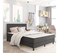 homiuse Giroletto Base del Letto Telaio del Letto Letto a Molle con Materasso Trapuntato Mobili per Camera da Letto Design Minimalista Grigio Scuro 201x180,5x116 cm