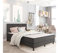 homiuse Giroletto Base del Letto Telaio del Letto Letto a Molle con Materasso Trapuntato Mobili per Camera da Letto Design Minimalista Grigio Scuro 201x140,5x116 cm