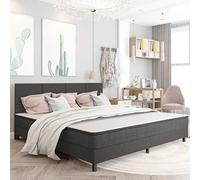 homiuse Giroletto Base del Letto Telaio del Letto Letto a Molle con Materasso Trapuntato Mobili per Camera da Letto Design Minimalista Grigio Scuro 201x200,5x116 cm