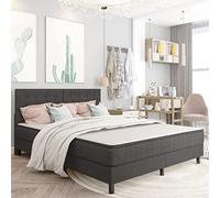 homiuse Giroletto Base del Letto Telaio del Letto Letto a Molle con Materasso Trapuntato Mobili per Camera da Letto Design Minimalista Grigio Scuro 201x160,5x116 cm