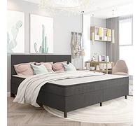 homiuse Giroletto Telaio del Letto Design Minimalista Letto a Molle con Materasso Trapuntato Mobili per Camera da Letto Grigio Scuro 201x200,5x116 cm
