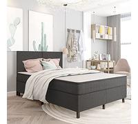 homiuse Giroletto Telaio del Letto Design Minimalista Letto a Molle con Materasso Trapuntato Mobili per Camera da Letto Grigio Scuro 201x180,5x116 cm