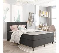 homiuse Giroletto Telaio del Letto Letto a Molle con Materasso Trapuntato Design Minimalista Mobili per Camera da Letto Grigio Scuro 201x140,5x116 cm