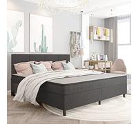 homiuse Giroletto Telaio del Letto Letto a Molle con Materasso Trapuntato Design Minimalista Mobili per Camera da Letto Grigio Scuro 201x200,5x116 cm