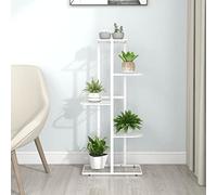 homiuse Piedistallo per Piante a 5 Piani 43x22x98 cm in Metallo Bianco Piedistallo Per Piante Scaffale Porta Piante Porta Legna Per Esterno Porta Vasi Da Esterno Porta Piante Da Interno