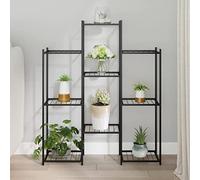 Homiuse Portafiori 83x25x100 cm in Ferro Nero - Piedistallo Per Piante, Scaffale Porta Legna Per Esterno, Porta Vasi Da Esterno e Interno
