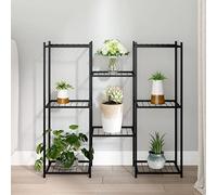 homiuse Portafiori 83x25x80 cm Nero in Ferro Piedistallo Per Piante Scaffale Porta Piante Porta Legna Per Esterno Porta Vasi Da Esterno Porta Piante Da Interno