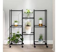 homiuse Portafiori con Ruote 83x25x83,5 cm Ferro Nero Piedistallo Per Piante Scaffale Porta Piante Porta Legna Per Esterno Porta Vasi Da Esterno Porta Piante Da Interno