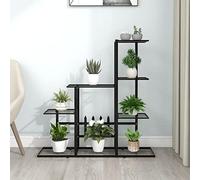 Homiuse Portapiante 94,5x25x88 cm Nero in Metallo - Piedistallo Per Piante Scaffale - Porta Legna Per Esterno - Vasi Da Esterno - Da Interno