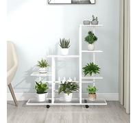 homiuse Portapiante con Ruote 94,5x25x92,5 cm Bianco in Metallo Piedistallo Per Piante Scaffale Porta Piante Porta Legna Per Esterno Porta Vasi Da Esterno Porta Piante Da Interno