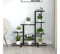 homiuse Portapiante con Ruote 94,5x25x92,5 cm Nero in Metallo Piedistallo Per Piante Scaffale Porta Piante Porta Legna Per Esterno Porta Vasi Da Esterno Porta Piante Da Interno