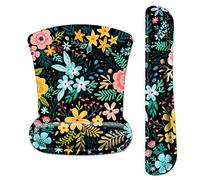 HOMKUMY Mouse pad with Wrist Support and Keyboard Wrist Rest, Ergonomic Memory Foam Wrist Cushion Support with Non-Slip Rubber Base Set for Computer Laptop Mac, Easy Typing & Pain Relief, Flowers