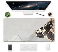 HOMKUMY Tappetino per mouse da gioco esteso, 35,5 x 15,75 cm, antiscivolo, grande tappetino per mouse con bordi cuciti, impermeabile, protezione per la scrivania per giochi, ufficio e casa, marmo