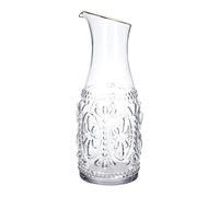 HOMLA Caraffa Vetro con Bordo Dorato - Brocca per Acqua Elegante - Bottiglia di Vetro Transparente Decorativo - 1,2 l
