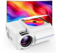 Homlab Proiettore DVD portatile con lettore DVD integrato, mini proiettore cinematografico con altoparlante integrato, compatibile con PC/TV/HDMI/USB/AV, schermo HD 1080P da 200 pollici per film