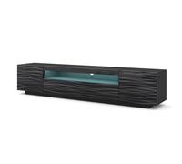 Homlando Mobile per TV Aura, nero, 200 x 37 x 42 cm, sospeso o in piedi, universale, con vano portaoggetti, apertura cavo, soggiorno (nero Sahara con illuminazione a LED blu)