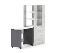 Homlando Samoa-Fuji - Scrivania con ripiano, 2 in 1, allungabile, moderno, per camera dei ragazzi, studio, camera da letto, scrivania con vano portaoggetti, 83,7 x 165 x 55 cm (bianco e grafite)