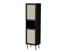 Homlando Vetrina Yucca 50 cm 2D nero opaco/Calabria 2 ante, 4 ripiani chiusi, 1 ripiano aperto, per soggiorno, camera da letto, corridoio, grande capacità, piedini in metallo nero