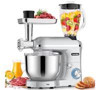 Homlee 5 In 1 Impastatrice Planetaria,2000W-Con Tritacarne,1.5L Per Succhi,Tagliaverure,Set Per Salsicce,con Ciotola 5.5L,Frusta,Gancio Impastare,Mescolatore Robot Da Cucina Multifunzione