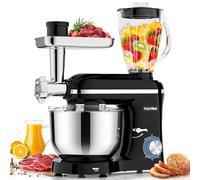 Homlee 5 In 1 Impastatrice Planetaria,2000W-Con Tritacarne,1.5L Per Succhi,Tagliaverure,Set Per Salsicce,con Ciotola 5.5L,Frusta,Gancio Impastare,Mescolatore Robot Da Cucina Multifunzione