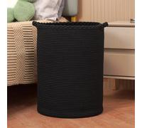 Homlikelan Cesto portabiancheria in tessuto di cotone, alto 58 l, per coperte, vestiti, cuscini, giocattoli, scarpe, grande, nero