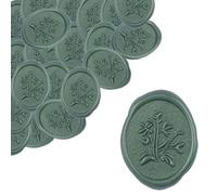 HOMMDECO 30 adesivi per sigilli di ceralacca verdi, autoadesivi, lettere d'invito, per matrimoni, feste, compleanni, baby shower, Natale, confezioni regalo (con nastro champagne)