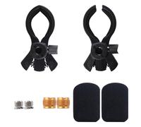 HOMMDECO Clip a molla grande per microfono nero, 2 pezzi, 2 adattatori a vite da 5/8 a 3/8, in plastica, universale, durevole, regolabile, clip per microfono per microfoni di diverse dimensioni