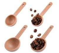 HOMMDECO Cucchiaio da caffè in legno con manico corto, 15 ml e 30 ml, cucchiaio dosatore per uso alimentare, per tè, farina, cereali, condimenti, 4 pezzi, per macinare caffè macinato, accessori da