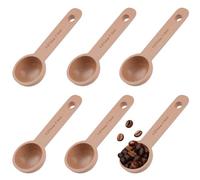 HOMMDECO Cucchiaio da caffè in legno con manico corto, 7,5 ml, cucchiaio dosatore per uso alimentare, per farina di tè, cereali, condimenti, 6 pezzi, per macinare caffè macinato, accessori da cucina