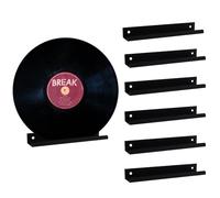 HOMMDECO Espositore per dischi in vinile da 15 cm, 6 pezzi, in metallo, da parete, organizer per CD, mensola per cucina, bagno, decorazione per la casa (nero)