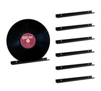 HOMMDECO Espositore per dischi in vinile da 30 cm, 6 pezzi, in metallo, da parete, organizer per CD, mensola per cucina, bagno, decorazione per la casa (nero)